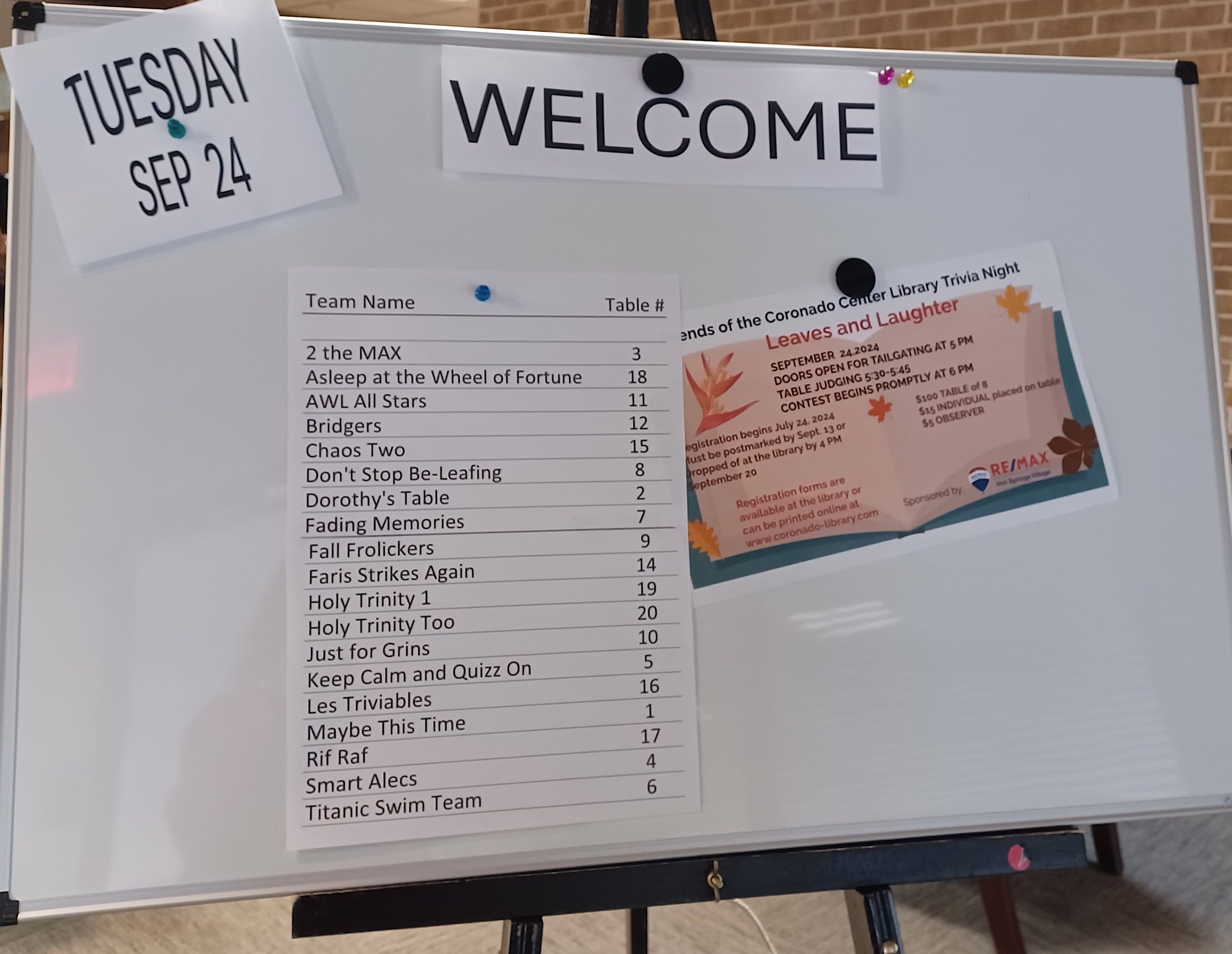 September Team Names Our September Trivia Night Leaves Everybody Laughing! – Friends of the ...